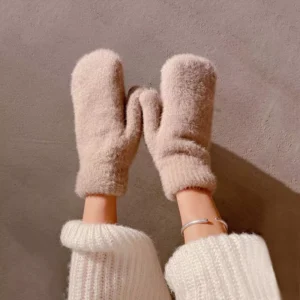 Warm and Fuzzy Winter Mittens with Plush Velvet Lining
