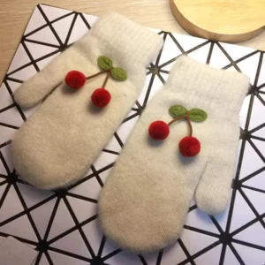 Winter Warm Cute Knitted Mittens with Velvet Lining
