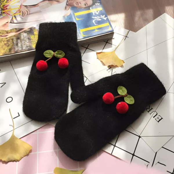 Winter Warm Cute Knitted Mittens with Velvet Lining - Image 2