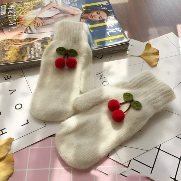 Winter Warm Cute Knitted Mittens with Velvet Lining - Image 5