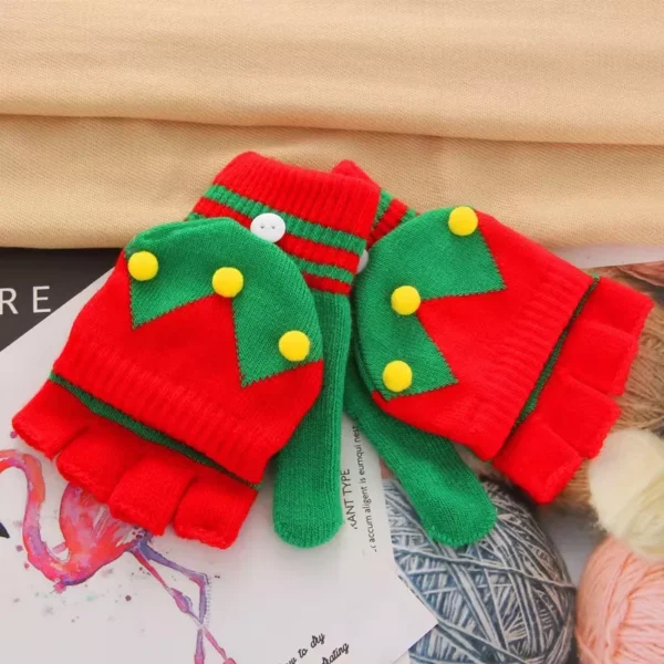 Christmas Cartoon Flip Top Gloves - Image 3