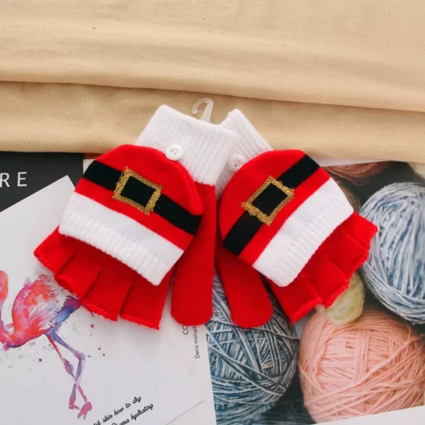 Christmas Cartoon Flip Top Gloves - Image 6
