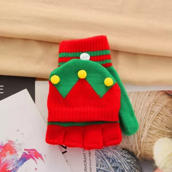 Christmas Cartoon Flip Top Gloves - Image 4