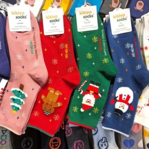 Festive Christmas Socks - Funny Snowflake, Santa, Elk, Cotton Crew Socks