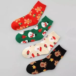 4 Pairs Women’s Christmas Socks - Cute Cartoon Designs