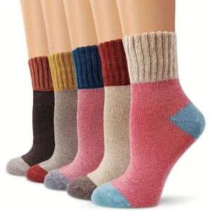 5 Pairs Thick Thermal Cotton Blend Socks - Cozy Casual Fall & Outdoor Wear