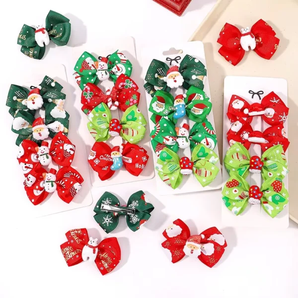 4-Piece Baby Girls Christmas Snowman Hair Clip Set - Image 5
