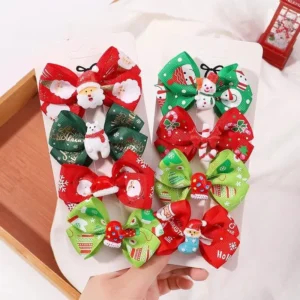 4-Piece Baby Girls Christmas Snowman Hair Clip Set