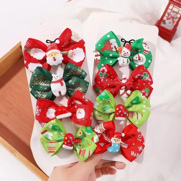 4-Piece Baby Girls Christmas Snowman Hair Clip Set
