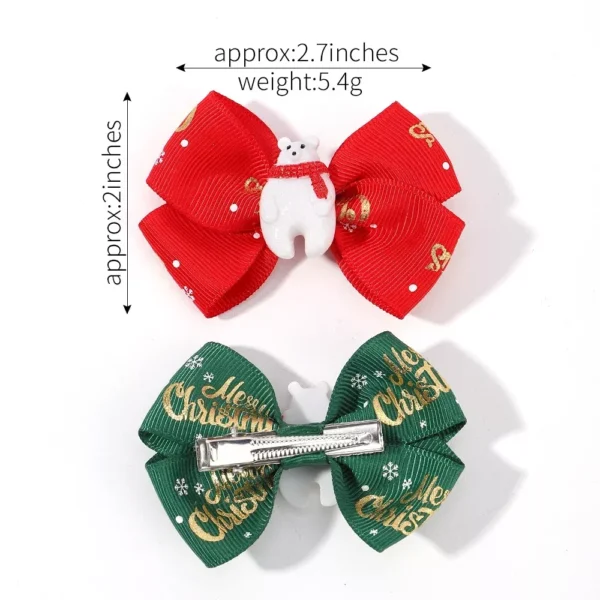 4-Piece Baby Girls Christmas Snowman Hair Clip Set - Image 6