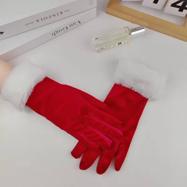 Elegant Feather and Velvet Evening Gloves - Image 2