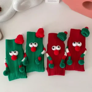 Cute Cartoon Elastic Socks with Magnet Holding Hands Design