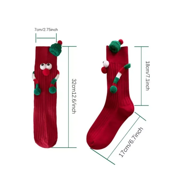 Cute Cartoon Elastic Socks with Magnet Holding Hands Design - Image 6