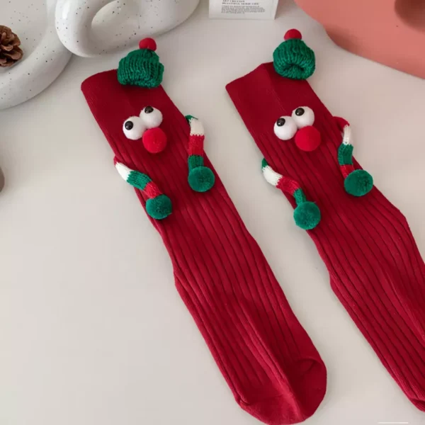 Cute Cartoon Elastic Socks with Magnet Holding Hands Design - Image 3