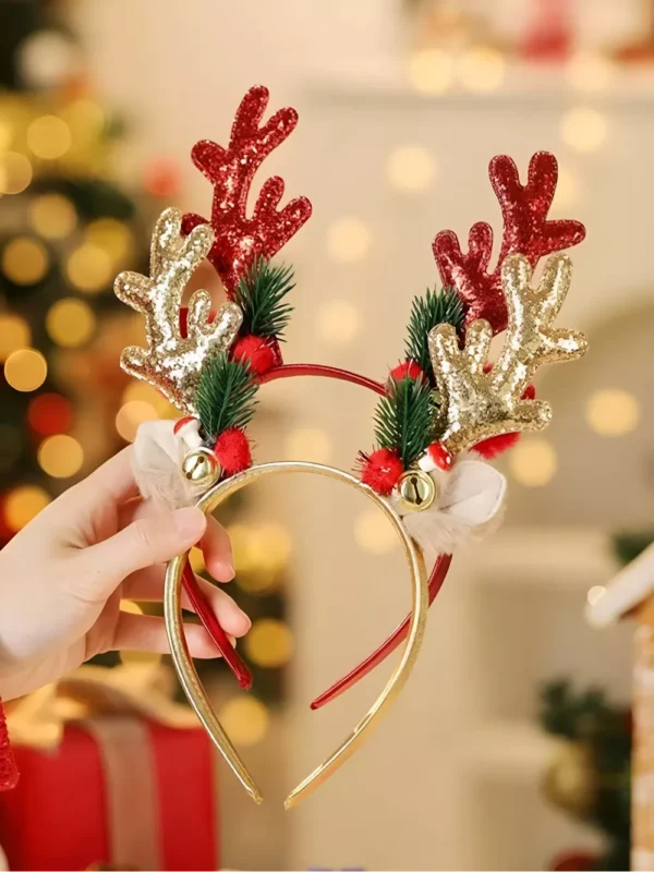 Christmas Elk Horn Bell Headband - Image 2