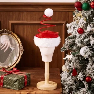 Spiral Pompom Christmas Hat