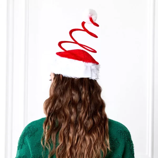 Spiral Pompom Christmas Hat - Image 4
