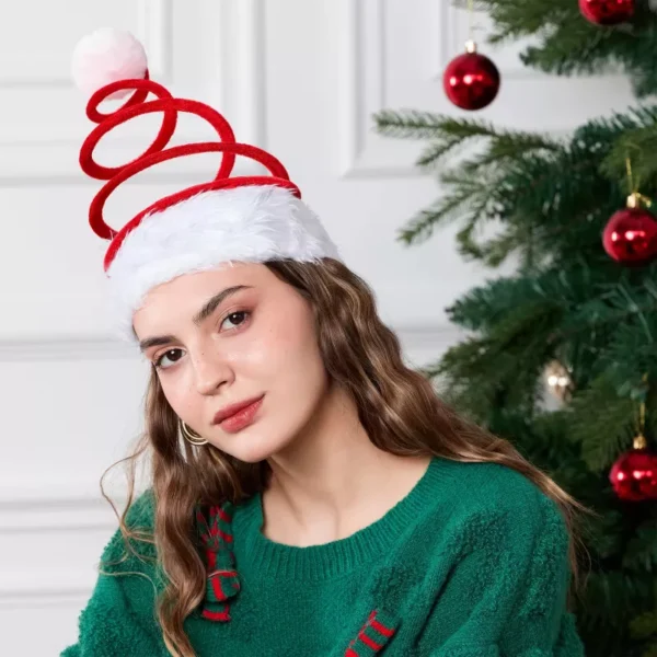 Spiral Pompom Christmas Hat - Image 5