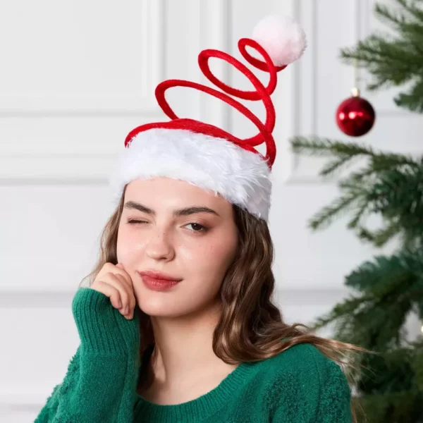 Spiral Pompom Christmas Hat - Image 6