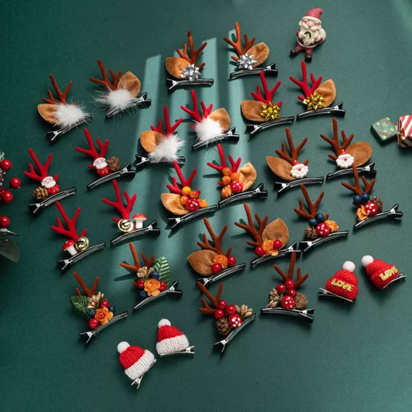 2pcs Christmas Elk Ear and Santa Hair Clips - Image 2