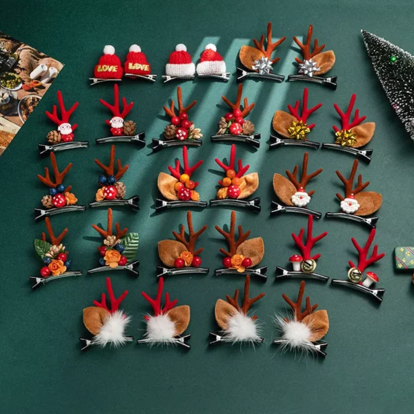 2pcs Christmas Elk Ear and Santa Hair Clips - Image 3