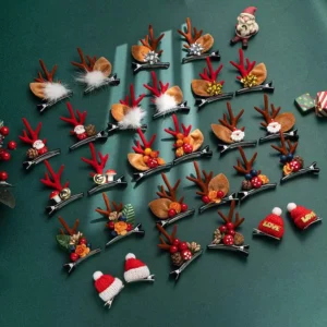 2pcs Christmas Elk Ear and Santa Hair Clips