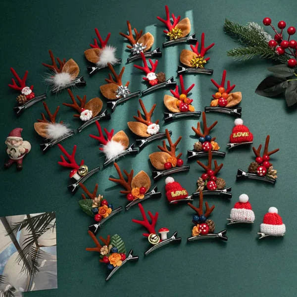2pcs Christmas Elk Ear and Santa Hair Clips - Image 4