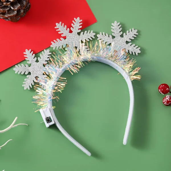 LED Christmas Headband with Snowflake Lights – Festive Holiday Hair Accessory - Image 5