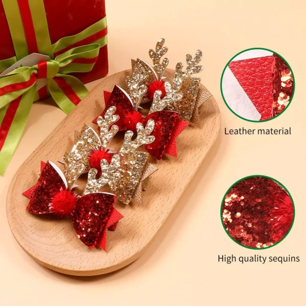 Christmas Glitter Antler Hair Clip for Girls & Women - Image 3