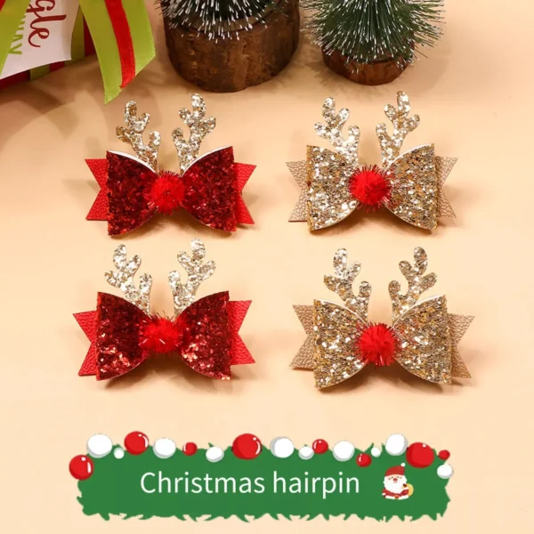 Christmas Glitter Antler Hair Clip for Girls & Women - Image 2
