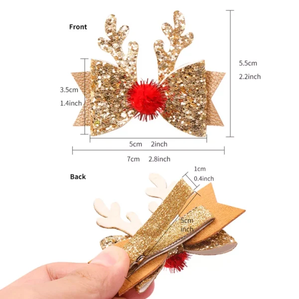 Christmas Glitter Antler Hair Clip for Girls & Women - Image 5