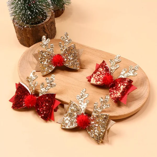 Christmas Glitter Antler Hair Clip for Girls & Women