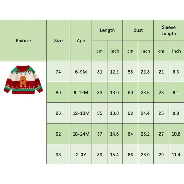 Christmas Toddler Baby Sweater with Gingerbread Man Embroidery - Image 7
