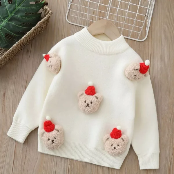Kids Cartoon Bear Sweater - Image 5