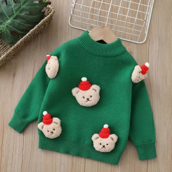 Kids Cartoon Bear Sweater - Image 4