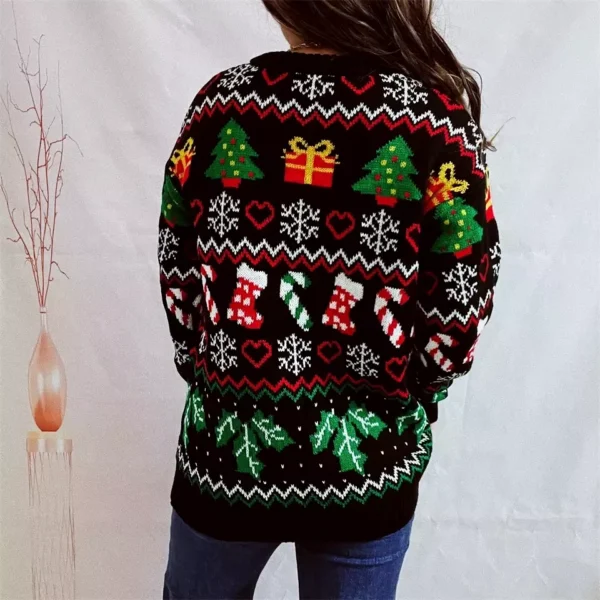 Cozy Snowflake Knit Christmas Sweater & Socks Set for Women - Image 6