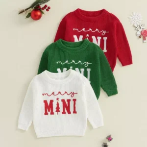 Kids Christmas Sweater - Long Sleeve Warm Embroidered Outfit