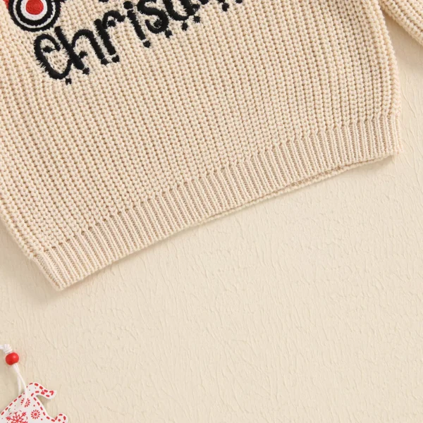 Christmas Baby Sweater with Letter & Tractor Embroidery - Image 6
