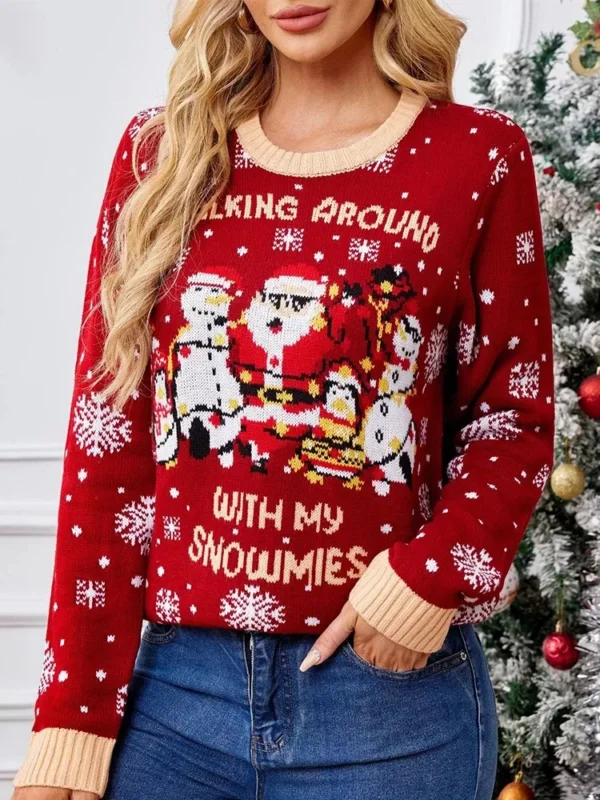 Women's Burgundy Funny Christmas Sweater - Image 4