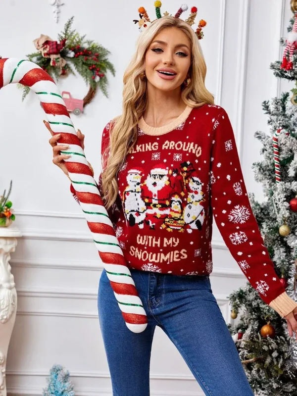 Women's Burgundy Funny Christmas Sweater - Image 5