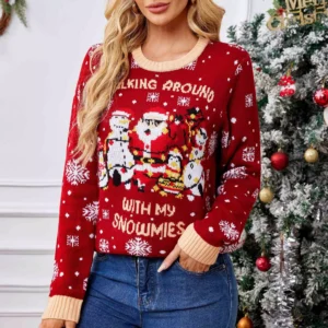 Women's Burgundy Funny Christmas Sweater