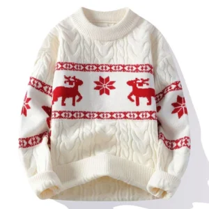 Luxury Cashmere Deer Christmas Sweater for Men