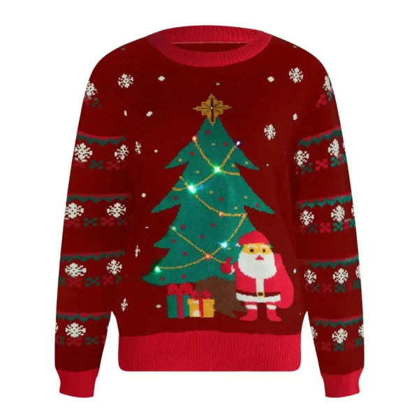 Women's LED Light-Up Christmas Tree Jacquard Knit Sweater - Image 5