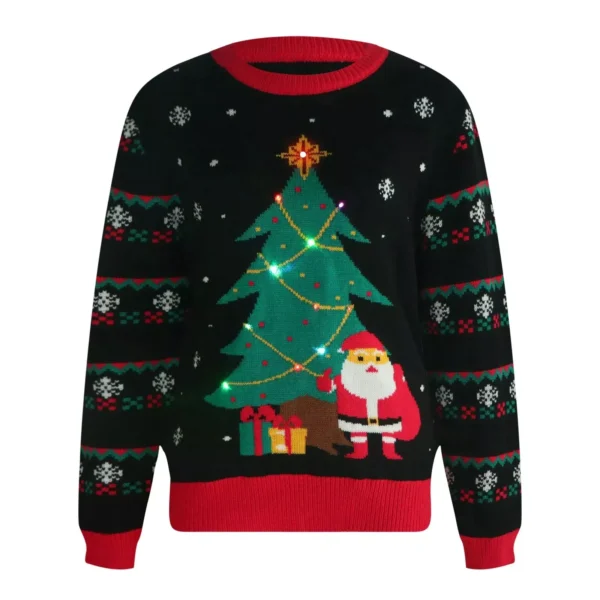 Women's LED Light-Up Christmas Tree Jacquard Knit Sweater - Image 6