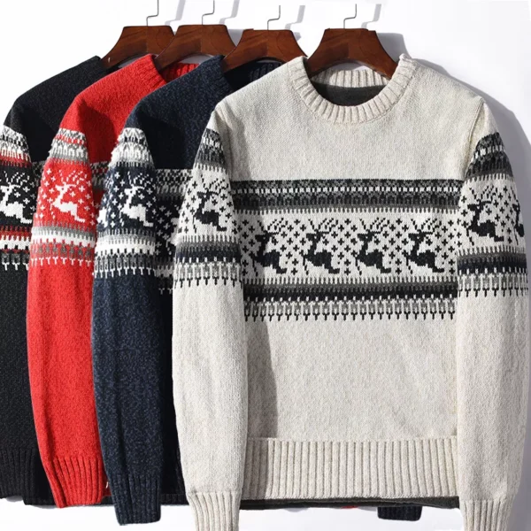 Men's Jacquard Christmas Deer Knitted Sweater - Image 3