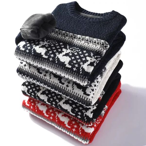 Men's Jacquard Christmas Deer Knitted Sweater - Image 2