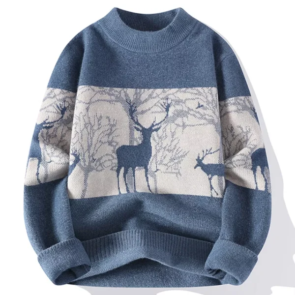 Mens Winter Casual O-Neck Knitted Sweater - Image 3