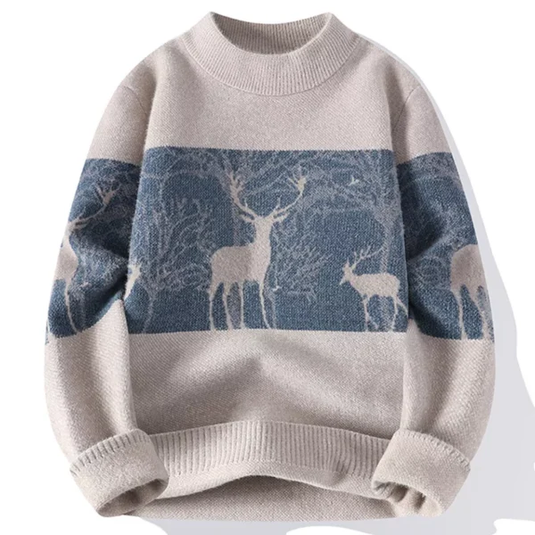Mens Winter Casual O-Neck Knitted Sweater - Image 4