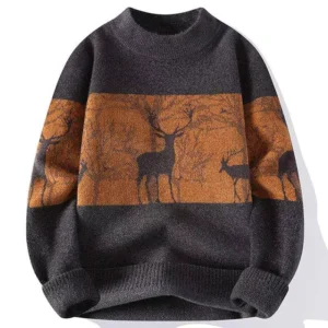 Mens Winter Casual O-Neck Knitted Sweater