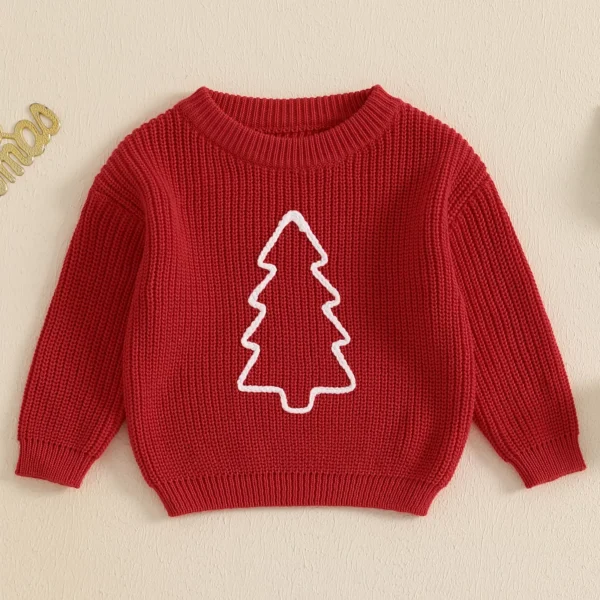 Christmas Toddler Sweater with Tree Embroidery – Festive Long Sleeve Pullover - Image 4
